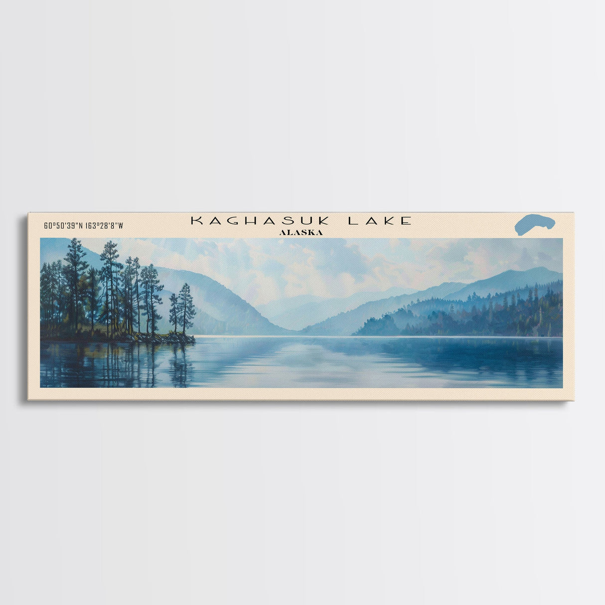 Kaghasuk Lake Framed Canvas Print, Panoramic Lake House Decor, Wall Art, Travel Poster, Stunning Lake Painting, Nature Art