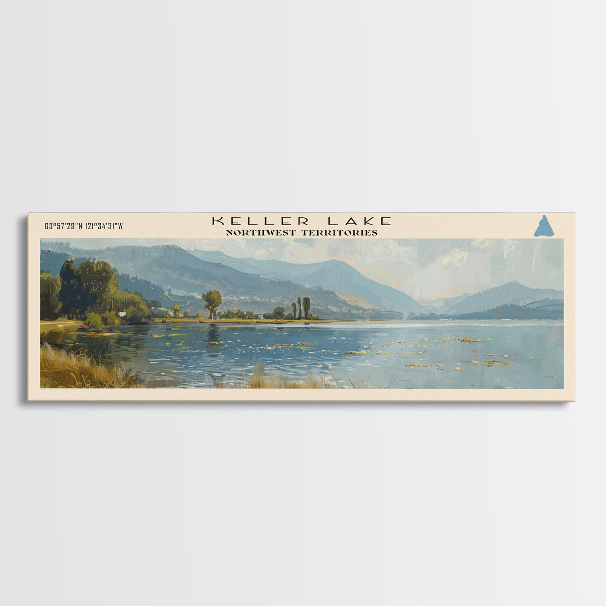 Keller Lake Framed Canvas Print, Panoramic Lake House Decor, Wall Art, Travel Poster, Scenic Lake Painting, Nature Art