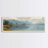 Keller Lake Framed Canvas Print, Panoramic Lake House Decor, Wall Art, Travel Poster, Scenic Lake Painting, Nature Art