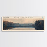 Lake Needwood Maryland Framed Canvas Print, Lake House Decor, Panoramic Wall Art, Travel Poster, Stunning Landscape Painting, Contemporary Art