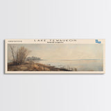 Lake Tewaukon North Dakota Framed Canvas Print, Lake House Decor, Panoramic Wall Art, Travel Poster, Scenic Landscape Painting, Contemporary Art