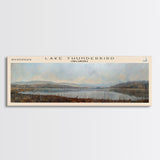 Lake Thunderbird Oklahoma Framed Canvas Print, Lake House Decor, Panoramic Wall Art, Travel Poster, Scenic Landscape Painting, Bedroom Decor