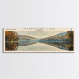 Mercer Lake New Jersey Framed Canvas Print, Lake House Decor, Panoramic Wall Art, Travel Poster, Landscape Painting, Bedroom Decor