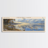 Morphy Lake New Mexico Framed Canvas Print, Lake House Decor, Panoramic Wall Art, Travel Poster, Scenic Landscape Painting, Contemporary Art