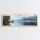 Nettiling Lake Framed Canvas Print, Lake House Decor, Panoramic Wall Art, Travel Poster, Beautiful Landscape Painting, Living Room Decor