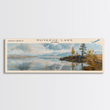 Pelican Lake Framed Canvas Print, Lake House Decor, Panoramic Wall Art, Travel Poster, Scenic Landscape Painting, Contemporary Art
