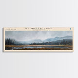 Sebago Lake Framed Canvas Print, Lake House Decor, Panoramic Wall Art, Travel Poster, Scenic Lake Scene, Living Room Decor