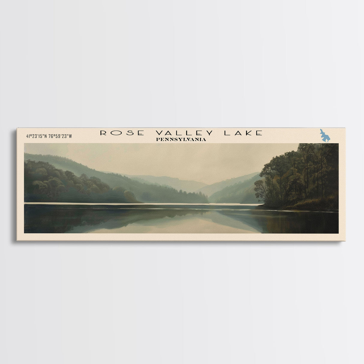 Seneca Lake New York Panoramic Framed Canvas Print, Lake House Decor, Wall Art, Travel Poster, Serene Lake Scene, Bedroom Decor