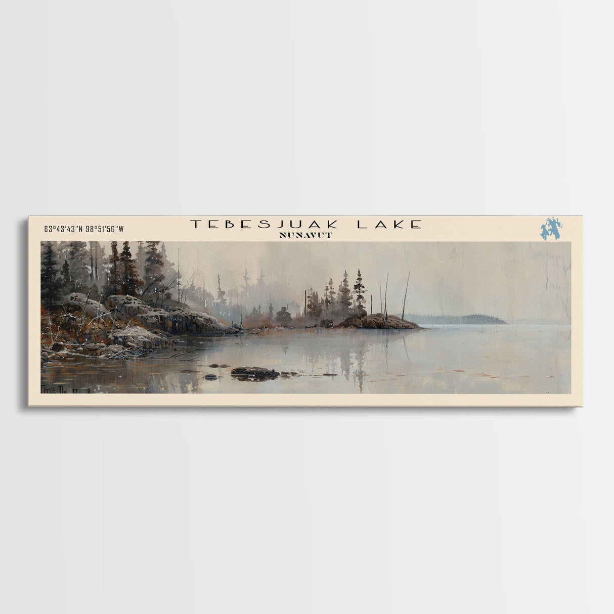 Trout Lake Canada Northwest Territories Panoramic Wall Art, Framed Canvas Print, Lake House Decor, Travel Poster, Beautiful Lake Scene, Home Decor
