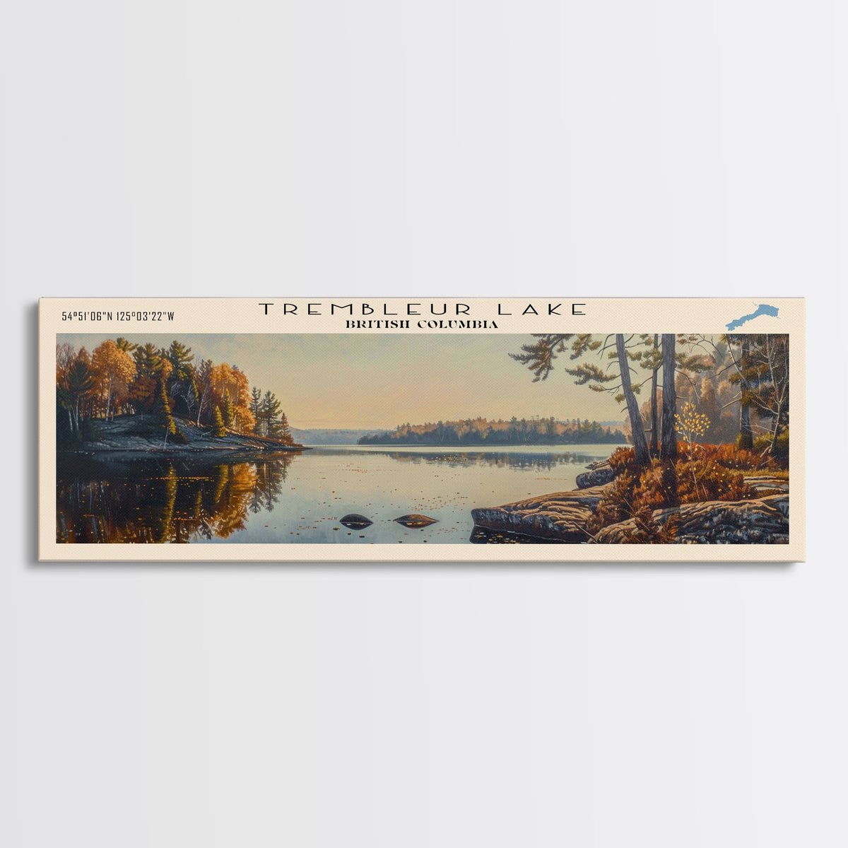 Ualik Lake Panoramic Wall Art, Framed Canvas Print, Lake House Decor, Travel Poster, Beautiful Lake Scene, Home Decor