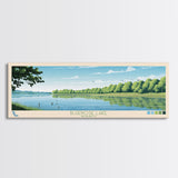 Blue Springs Lake Missouri Framed Canvas Print, Panoramic Wall Art, Midcentury Modern, Pop Art, Travel Poster, Scenic Living Room Art, Lake House Decor