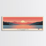 Boysen Reservoir Wyoming Framed Canvas Print, Panoramic Travel Poster, Midcentury Modern Wall Art, Pop Art, Nature Bedroom Decor, Scenic Lake House Art