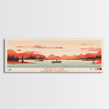 Buffalo Lake Northwest Territories Framed Canvas Print, Pop Art Panoramic Travel Poster, Midcentury Modern, Wall Art, Scenic Nature Painting, Bedroom Decor