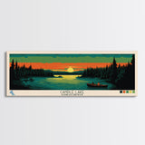 Candle Lake Saskatchewan Framed Canvas Print, Midcentury Modern Panoramic Wall Art, Living Room Decor, Pop Art, Travel Poster Art, Scenic Nature Painting