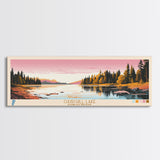 Churchill Lake Saskatchewan Framed Canvas Print, Midcentury Modern Panoramic Wall Art, Living Room Decor, Pop Art, Travel Poster Art, Scenic Nature Painting, Lake House Decor