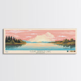 Clear Springs Lake Mississippi Framed Canvas Print, Pop Art Panoramic Travel Poster, Midcentury Modern, Wall Art, Scenic Nature Painting, Bedroom Decor, Living Room Art