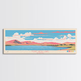 Fort Peck Lake Montana Framed Canvas Print, Panoramic Wall Art, Midcentury Modern, Pop Art, Bedroom Decor, Travel Poster, Nature Art, Artistic Decor