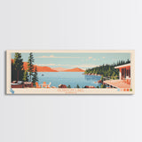 Gordon Lake Alberta Framed Canvas Print, Panoramic Art, Midcentury Modern, Pop Art, Bedroom Decor, Travel Poster, Artistic Decor, Home Decor