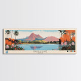 Halulu Lake Hawaii Framed Canvas Print, Panoramic Art, Midcentury Modern, Pop Art, Bedroom Decor, Travel Poster, Artistic Decor, Home Decor
