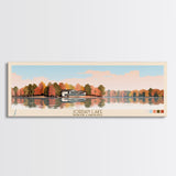 Jordan Lake North Carolina Framed Canvas Print, Panoramic Art, Midcentury Modern, Pop Art, Lake House Decor, Travel Poster, Living Room Art