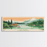 Lake Grandin Northwest Territories Framed Canvas Print, Panoramic Art, Midcentury Modern, Pop Art, Living Room Wall Art, Travel Poster, Lake House Decor