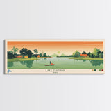 Lake Manawa Iowa Framed Canvas Print, Panoramic Wall Art, Midcentury Modern, Pop Art, Living Room Decor, Travel Poster