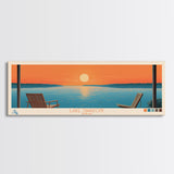 Lake Tawakoni Texas Framed Canvas Print, Panoramic Wall Art, Midcentury Modern, Pop Art, Bedroom Art, Travel Poster, Lake House Decor