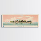 Pelican Lake, Manitoba Framed Canvas Print, Panoramic Wall Art, Midcentury Modern, Pop Art, Home Decor, Travel Poster, Bedroom Art