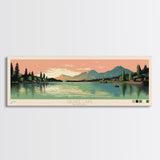 Quake Lake, Montana Framed Canvas Print, Home Decor, Midcentury Modern, Panoramic Wall Art, Pop Art, Travel Poster