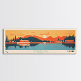 Sechrist Lake, Indiana Framed Canvas Print, Panoramic Travel Poster, Midcentury Modern Art, Living Room Decor, Pop Art, Wall Decoration