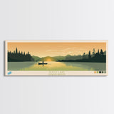 Suggi Lake, Saskatchewan Framed Canvas Print, Lake House Decor, Midcentury Modern Art, Pop Art, Travel Poster, Bedroom Wall Art