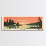 Tobin Lake, Saskatchewan Framed Canvas Print, Lake House Art, Midcentury Modern Decor, Pop Art, Travel Poster, Bedroom Wall Art