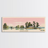 Toledo Bend Lake, Texas Louisianna Framed Canvas Print, Lake House Decor, Midcentury Modern Art, Pop Art, Travel Poster, Living Room Wall Art