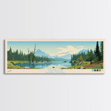 Trembleur Lake, British Columbia Framed Canvas Print, Lake House Art, Midcentury Modern Decor, Pop Art, Travel Poster, Bedroom Wall Art