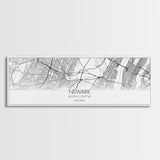 Panoramic Newark City Map, New Jersey Art, Map Print, Minimalist Wall Art, Canvas Art, Housewarming Gift, Street Map Art, Closing Gift