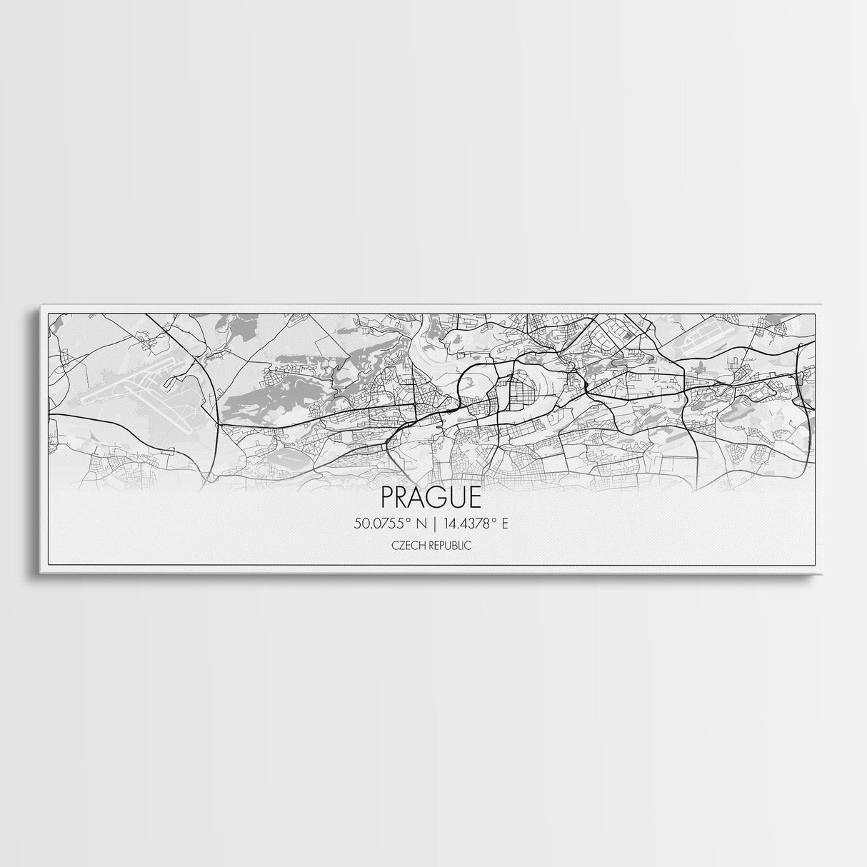 Panoramic Prague City Map, Czech Republic Art, Map Print, Minimalist Wall Art, Canvas Art, Housewarming Gift, Street Map Art, Closing Gift