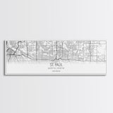 Panoramic St Paul City Map, Minnesota Art, Map Print, Minimalist Wall Art, Canvas Art, Housewarming Gift, Street Map Art, Closing Gift