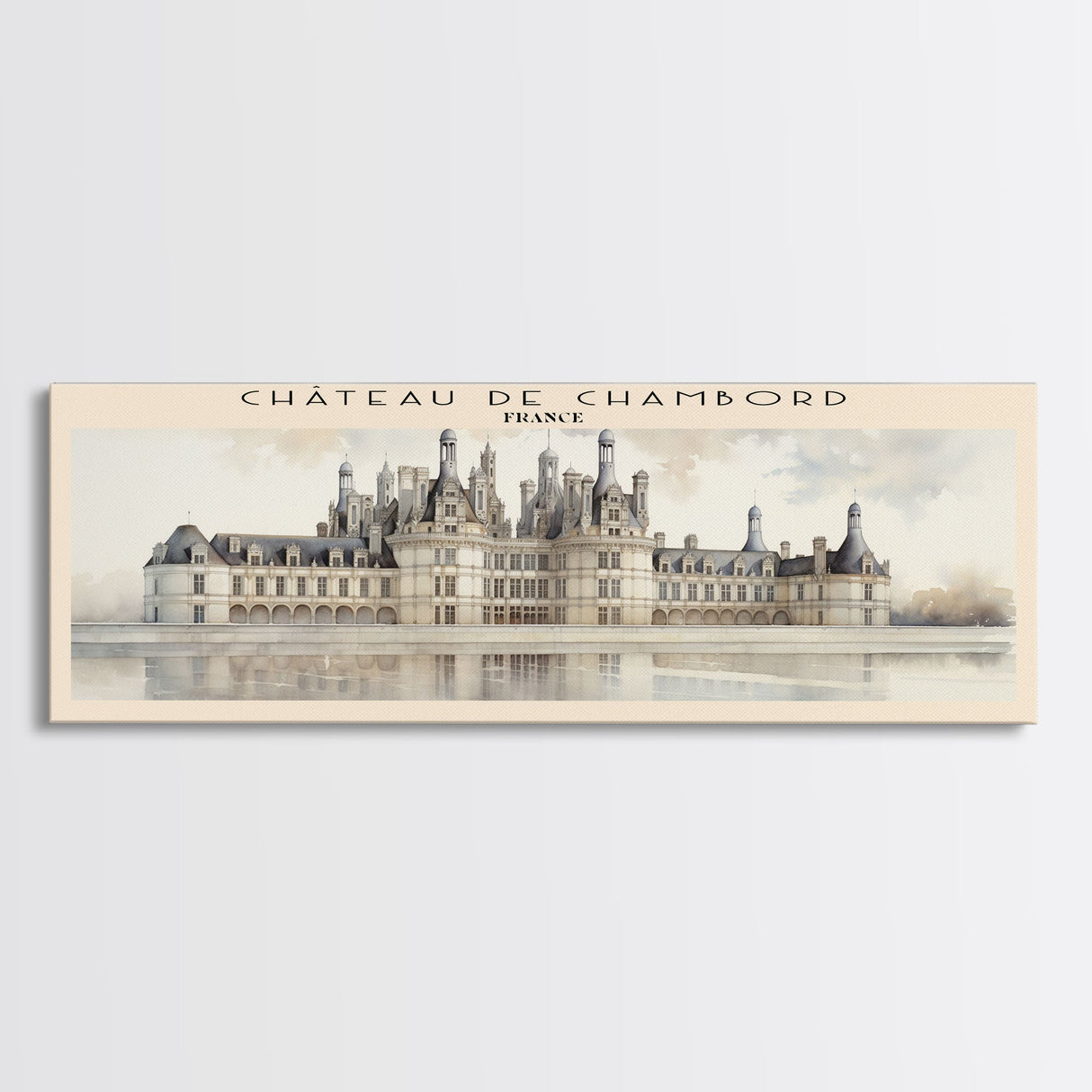 Château de Chambord Travel Poster Print, Framed Canvas Print, COUNTRY Travel Art, Wood Framed Art, Wall Hanging, Home Decor
