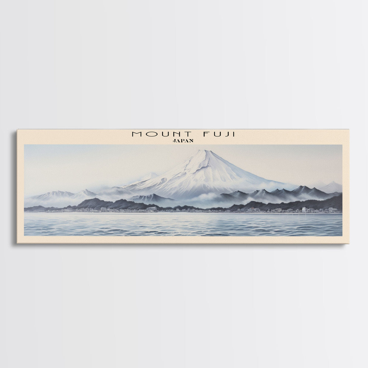 Mount Fuji Travel Art Framed Canvas Print, COUNTRY Wall Decor, Home Decor, Travel Poster, Vintage Wall Art, Watercolor Painting