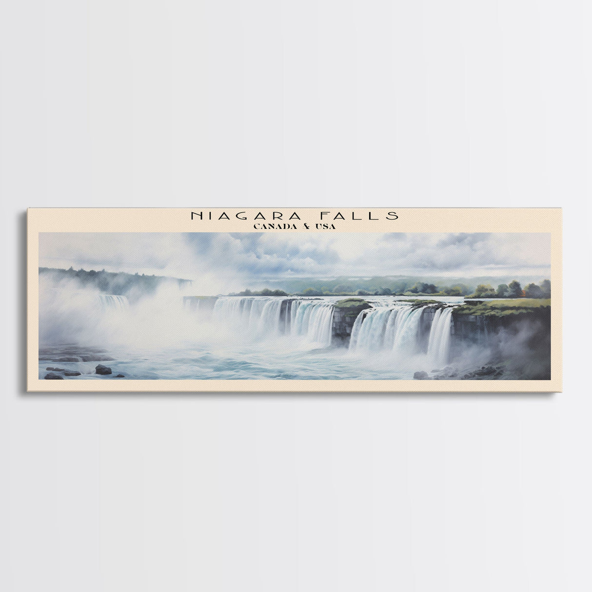 Niagara Falls Retro Style Travel Poster - Framed Canvas Print - COUNTRY Travel Decor | Vintage Style Home Decor - Travel Print - Wall Art
