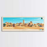 Biskra, Algeria Panoramic Travel Poster Canvas Print, Biskra, Algeria Painting, Algeria Art, Biskra Travel Art, Guest Room Painting