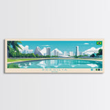 Brasilia, Brazil Panoramic Travel Poster Canvas Print, Brasilia, Brazil Painting, Brazil Art, Brasilia Panoramic Travel Art, Travel Painting