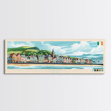 Bray, Ireland Panoramic Travel Poster Canvas Print, Bray, Ireland Painting, Ireland Art, Bray Travel Art, Guest Room Painting
