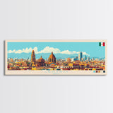 Centro, Mexico Panoramic Travel Poster Canvas Print, Centro, Mexico Painting, Mexico Art, Centro Travel Art, Guest Room Painting