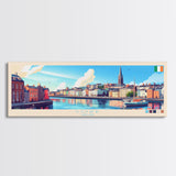 Cork, Ireland Panoramic Travel Poster Canvas Print, Cork, Ireland Painting, Ireland Art, Cork Travel Art, Living Room Painting