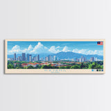 Kajang, Malaysia Panoramic Travel Poster Canvas Print, Kajang, Malaysia Painting, Malaysia Art, Kajang Panoramic Travel Art, Travel Painting