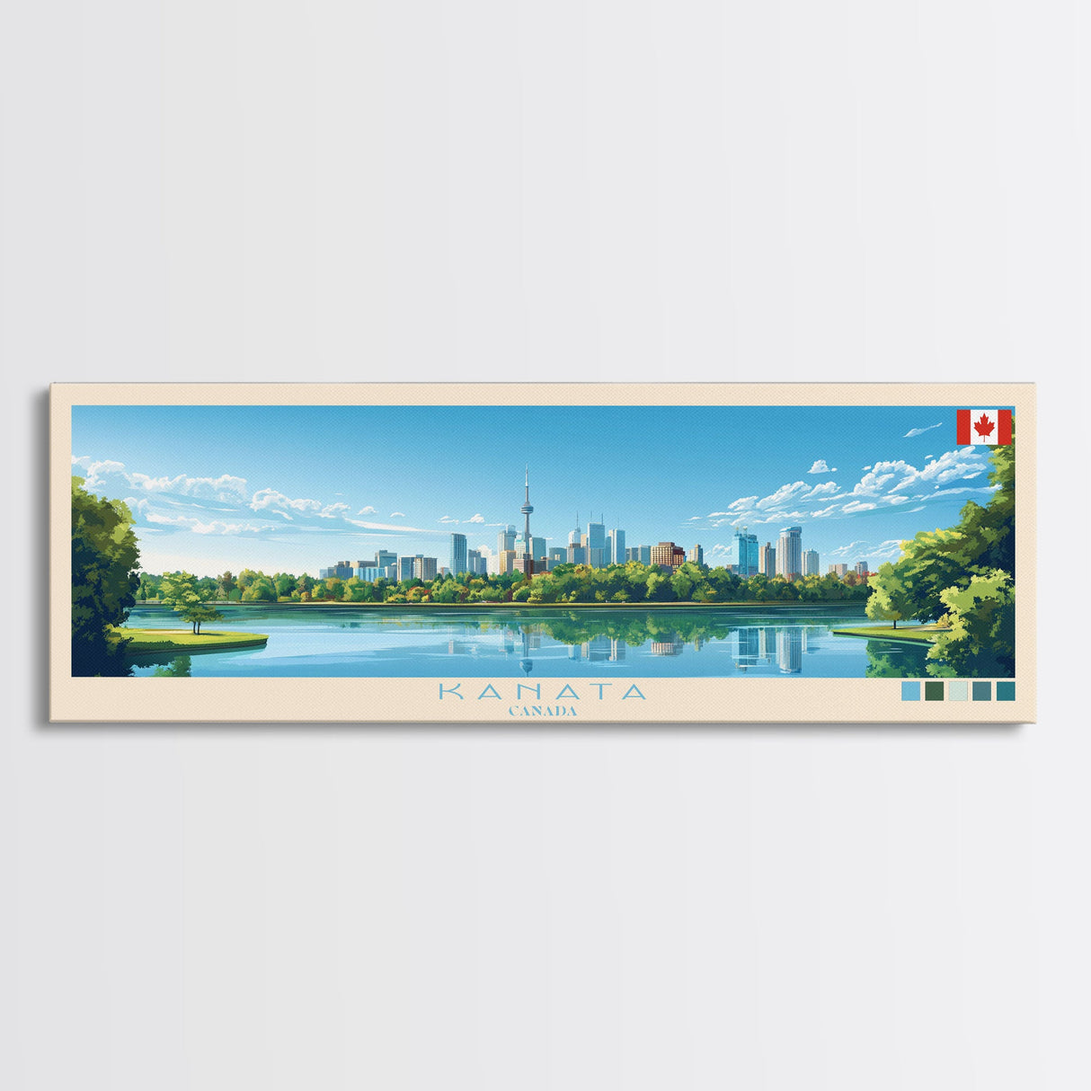 Kanata, Canada Travel Poster Panoramic Canvas Print, Kanata, Canada Painting, Canada Art, Kanata Travel Art, Guest Room Painting