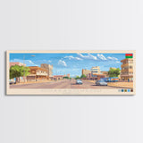 Ouagadougou, Burkina Faso Panoramic Travel Poster Canvas Print, Ouagadougou, Burkina Faso Painting, Burkina Faso Art, Ouagadougou Panoramic Travel Art, Travel Painting