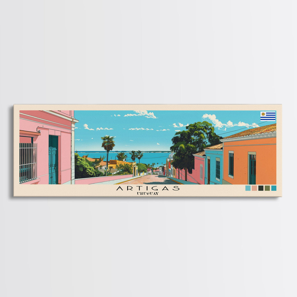 Artigas, Uruguay Panoramic Canvas Print, Artigas, Uruguay Painting, Uruguay Art, Artigas Travel Poster, Travel Art, Living Room Painting