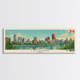 Calgary, Canada Panoramic Canvas Print, Calgary, Canada Painting, Canada Art, Calgary Travel Poster, Travel Art, Guest Room Painting